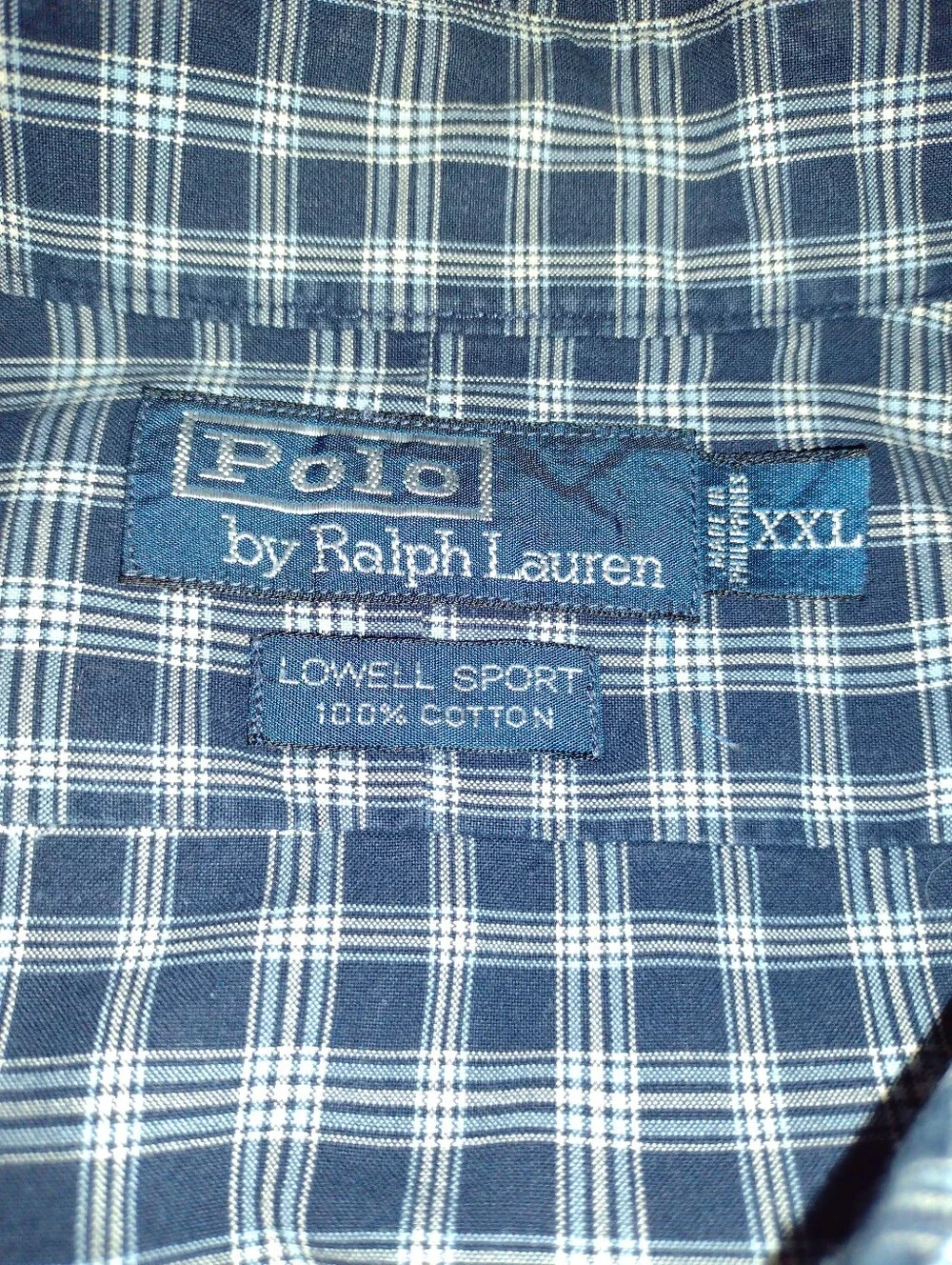 VGT Polo Ralph Lauren Shirt Men's XXL Lowell Sport L/S ButtonUp Blue White Check